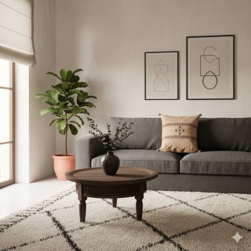 Coussin Berbère Beige en Coton