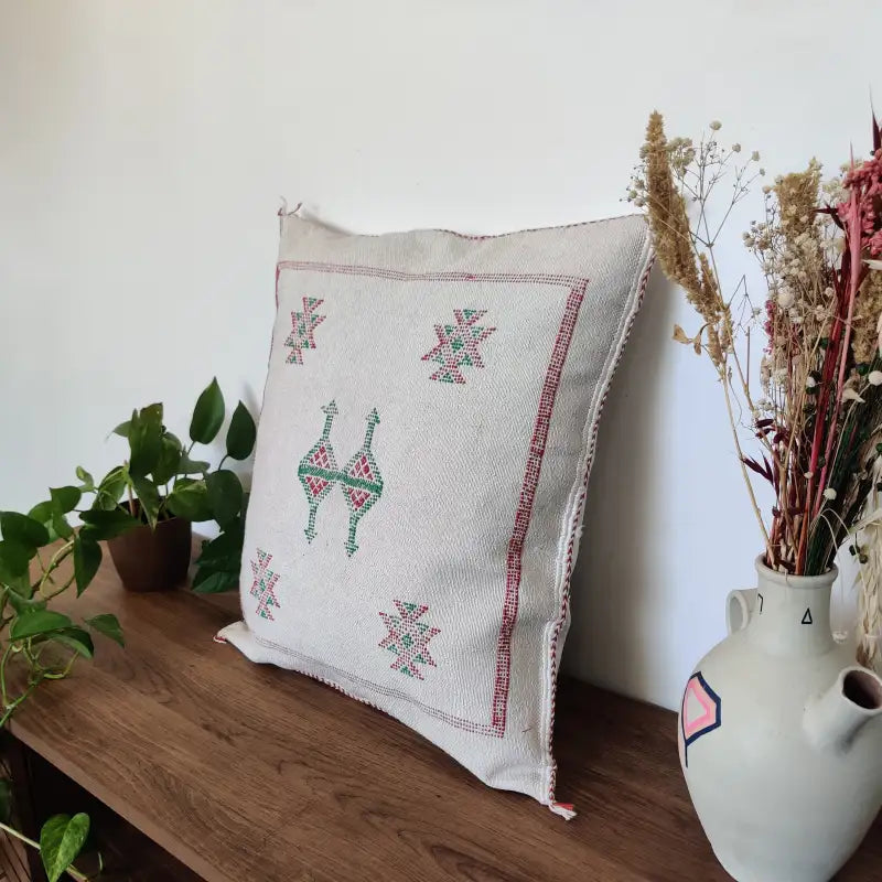 Vue angle 2 du Coussin Sabra Blanc lunaire