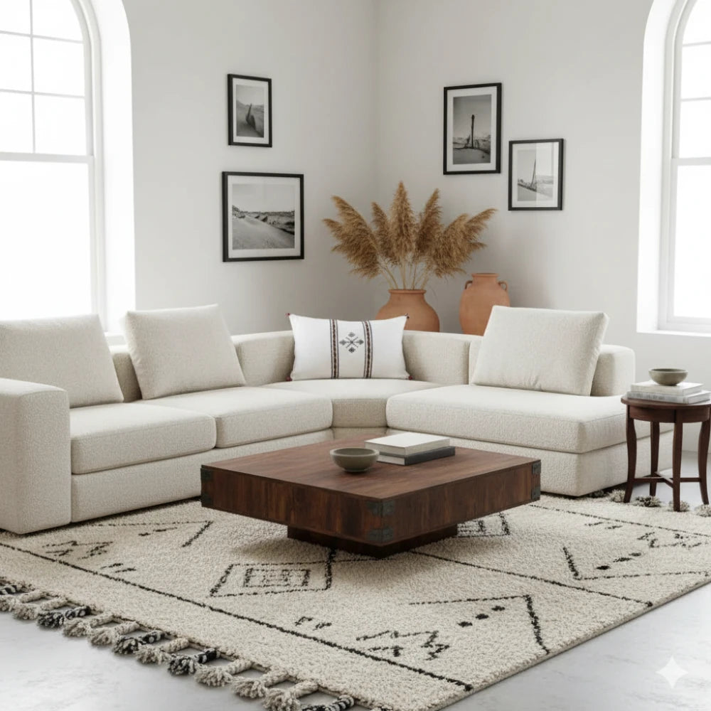 Coussin Berbère Blanc Rectangulaire