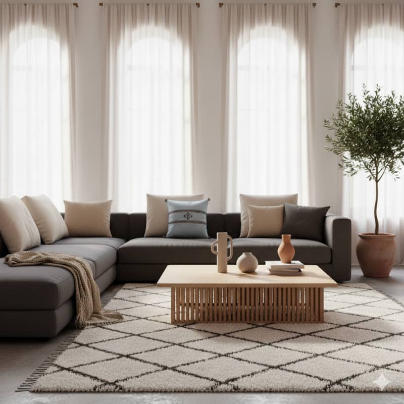 Coussin Berbère Bleu Ciel en Coton