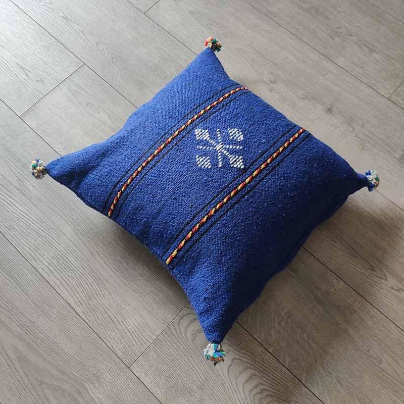 coussin marocain bleu