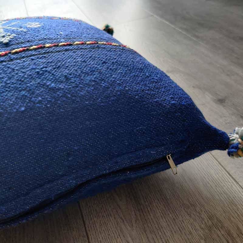 coussin coton bleu