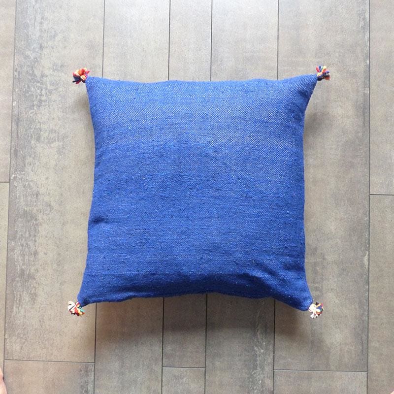 coussin coton bleu