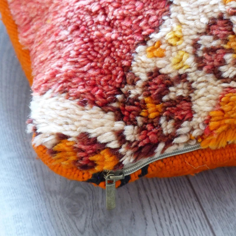 Coussin Berbère Boujad Orange Rouge 40x40 cm - Coussin