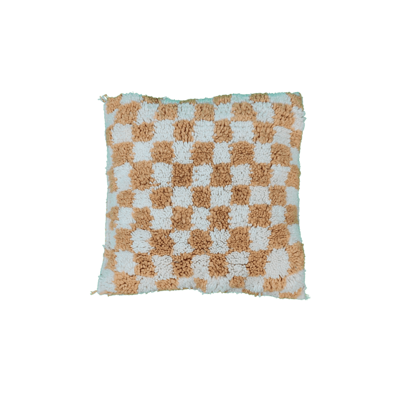 Coussin style Beni Ouarain blond damier