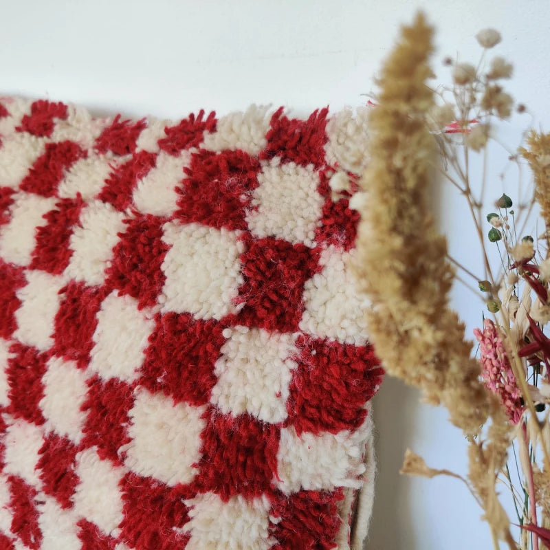 housse de coussin berbere blanc et rouge