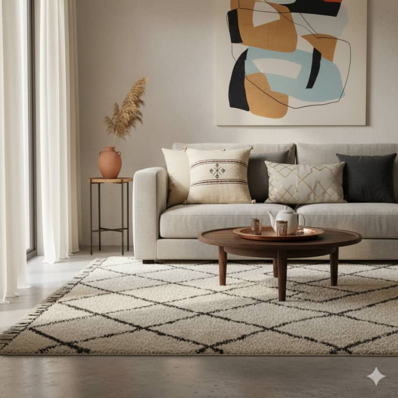 Coussin Berbère crème en Laine