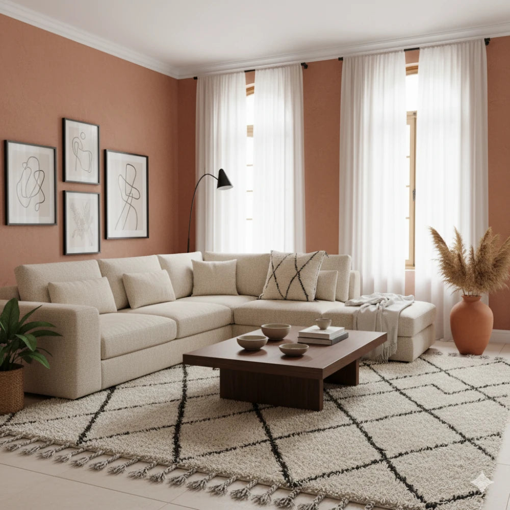 Coussin berbère en laine noir et blanc