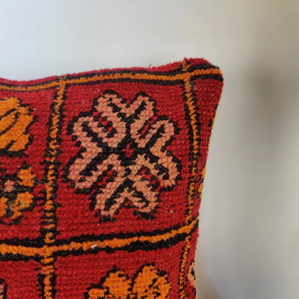 Coussin berbère ethnique rouge - MAZIR Décoration