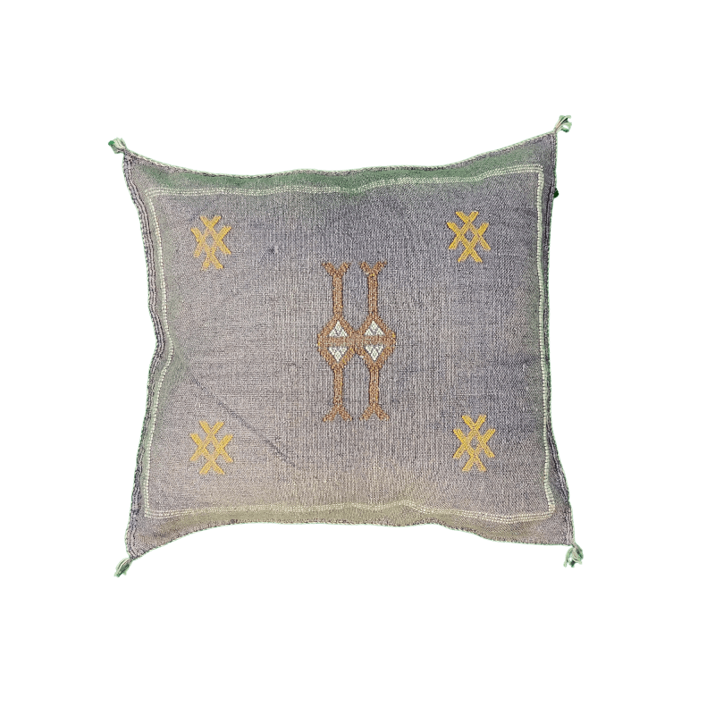 Coussin berbère Gris fer en Soie de Cactus