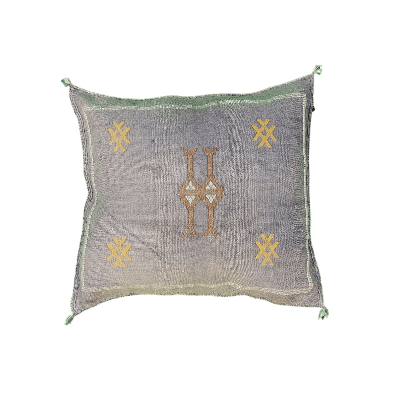 Coussin berbère Gris fer en Soie végétale