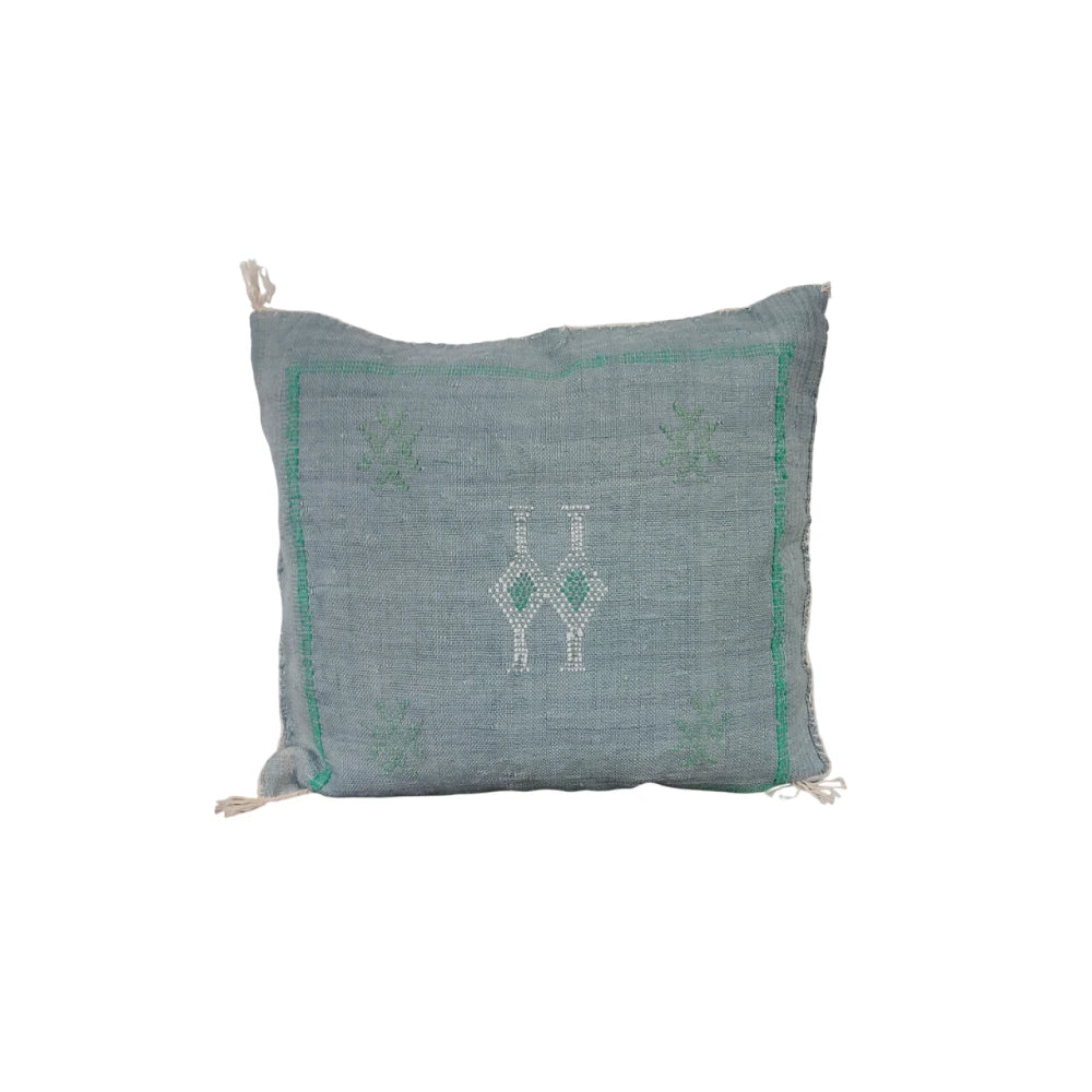 Coussin berbère Gris fer en Soie Végétale
