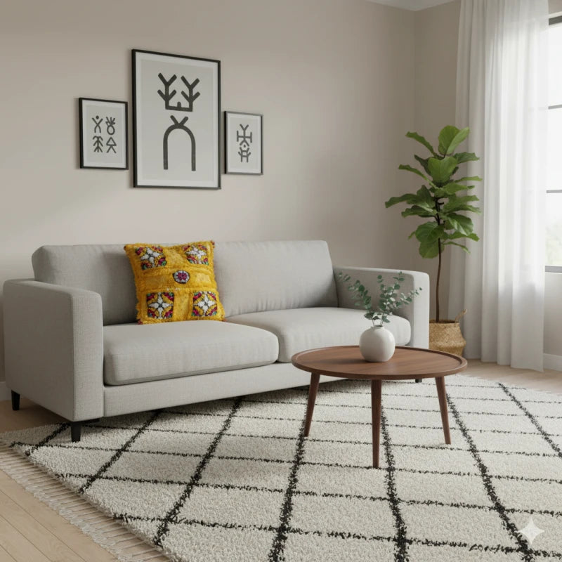 Coussin berbère jaune <br> coussin marocain 42x44 cm