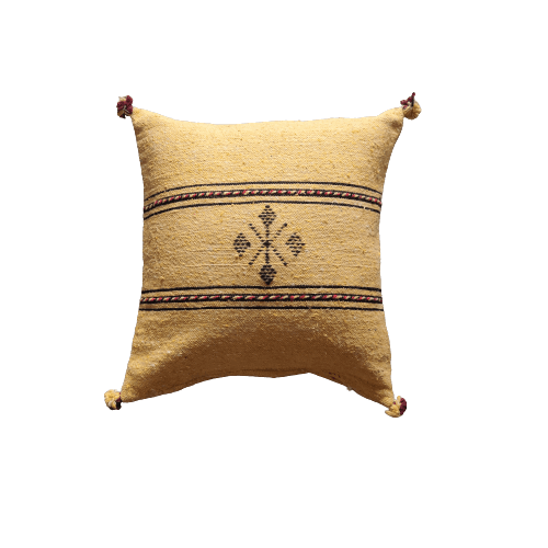 coussin marocain jaune