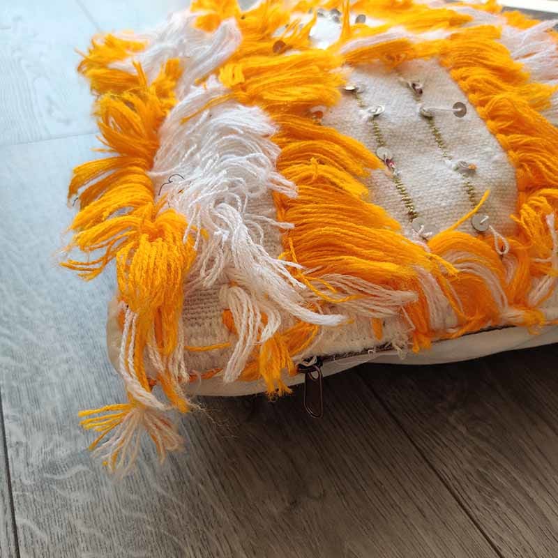 coussin coton jaune