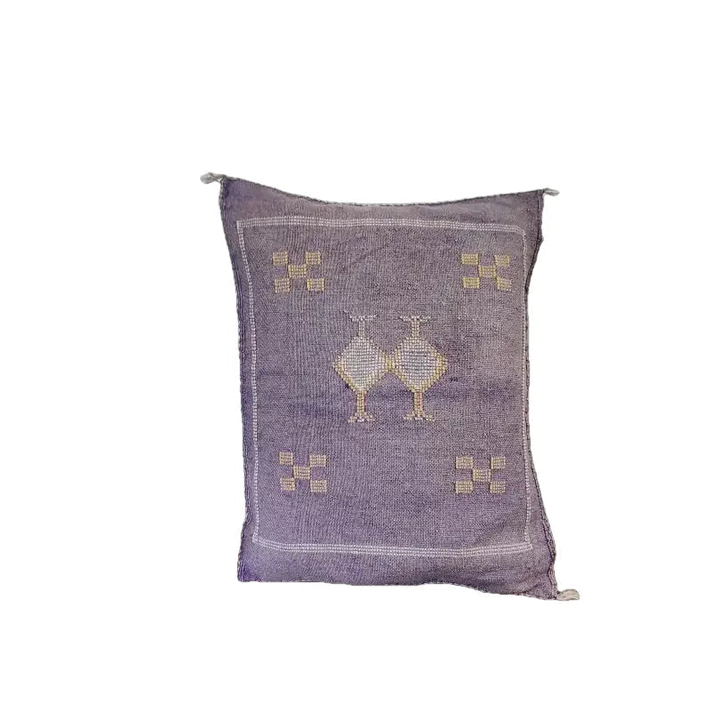 Coussin berbère Violet en Soie de Cactus