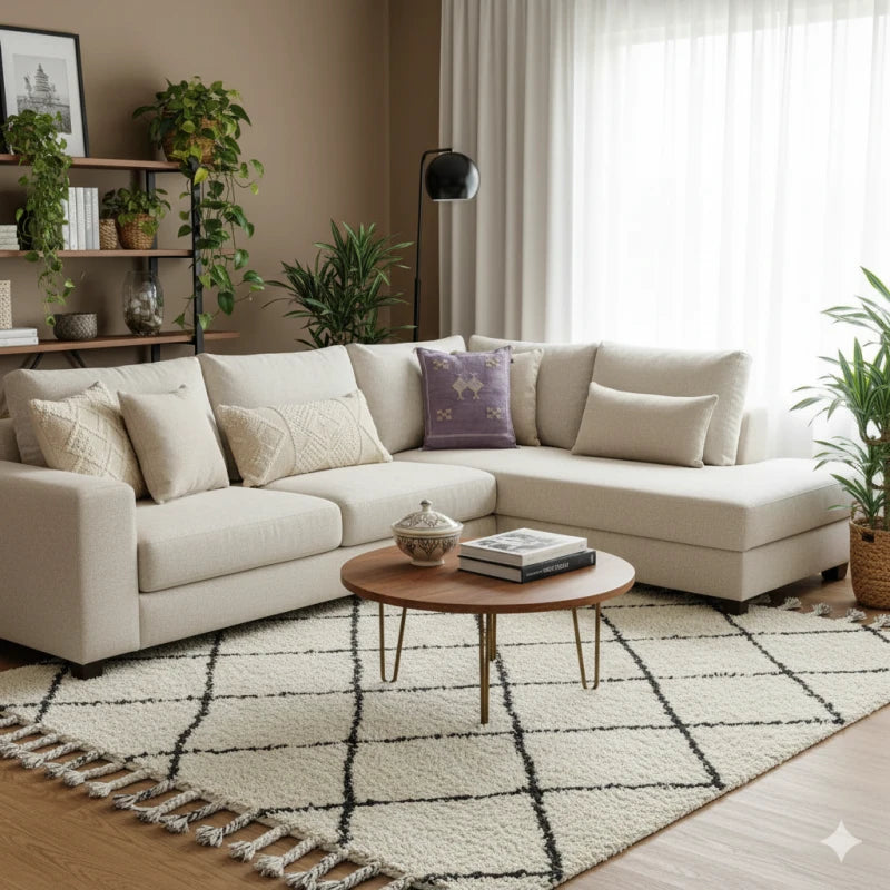 Coussin berbère mauve en Soie de Cactus