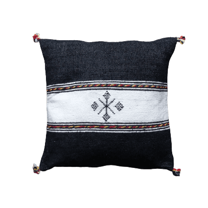 Coussin berbère noir et blanc