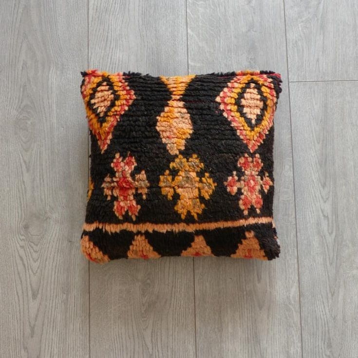 coussin marocain berbere noir