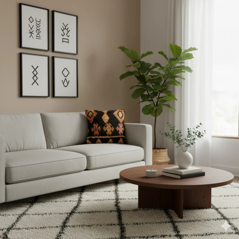 Coussin Berbère Noir Marocain <br> 35x35 cm