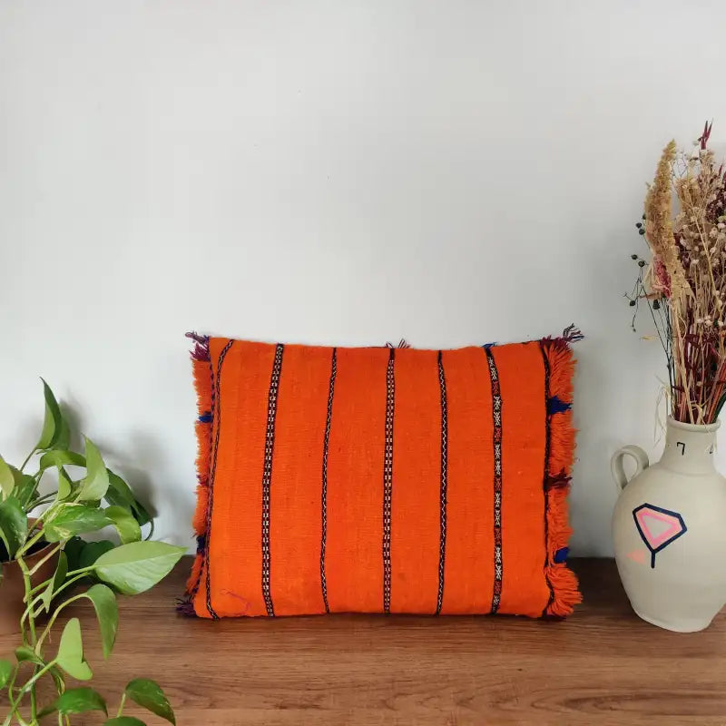 Seconde face du Coussin Kilim Berbère Orange 