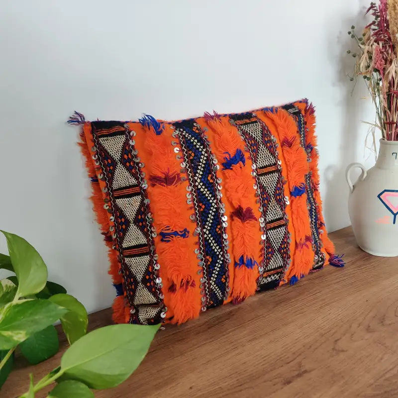 Vue angle 1 du Coussin Kilim Berbère Orange