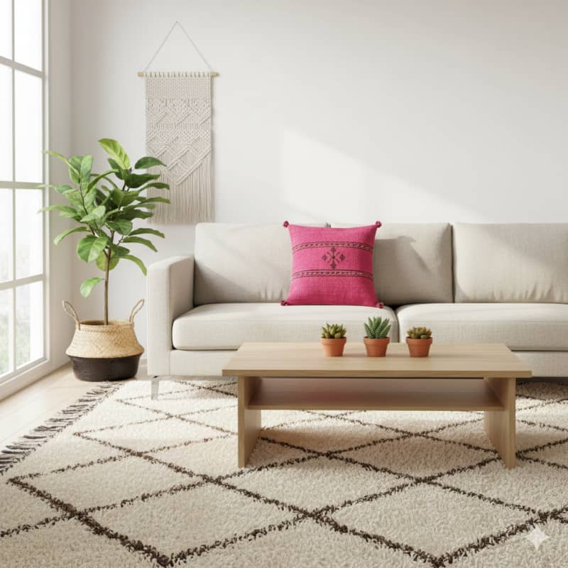 Coussin Berbère Rose en Coton