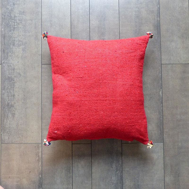 coussin coton rouge