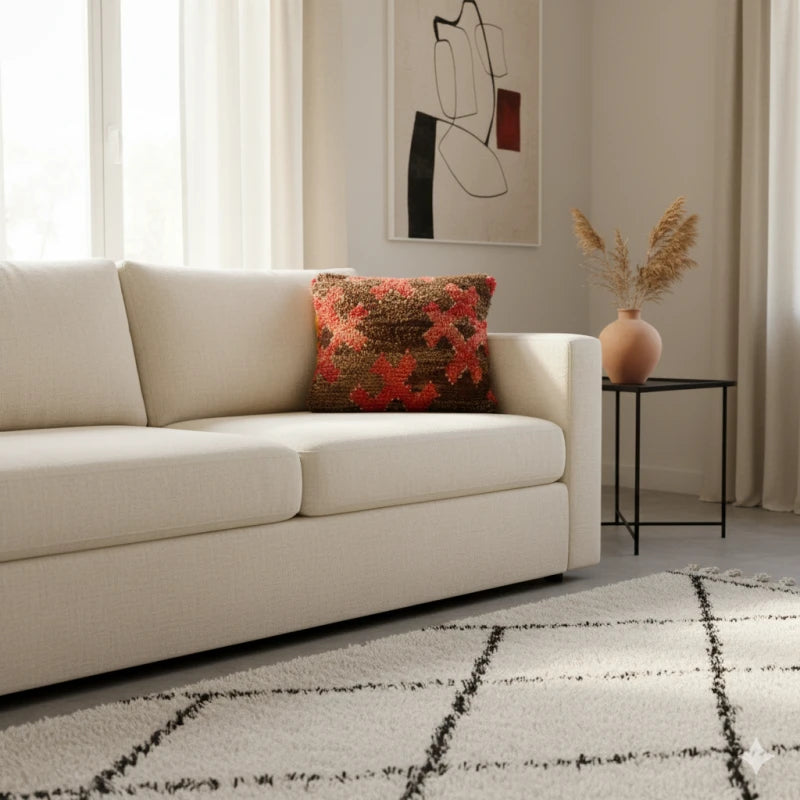 Coussin Berbère Rouge et Noir Marocain <br> 45x45 cm