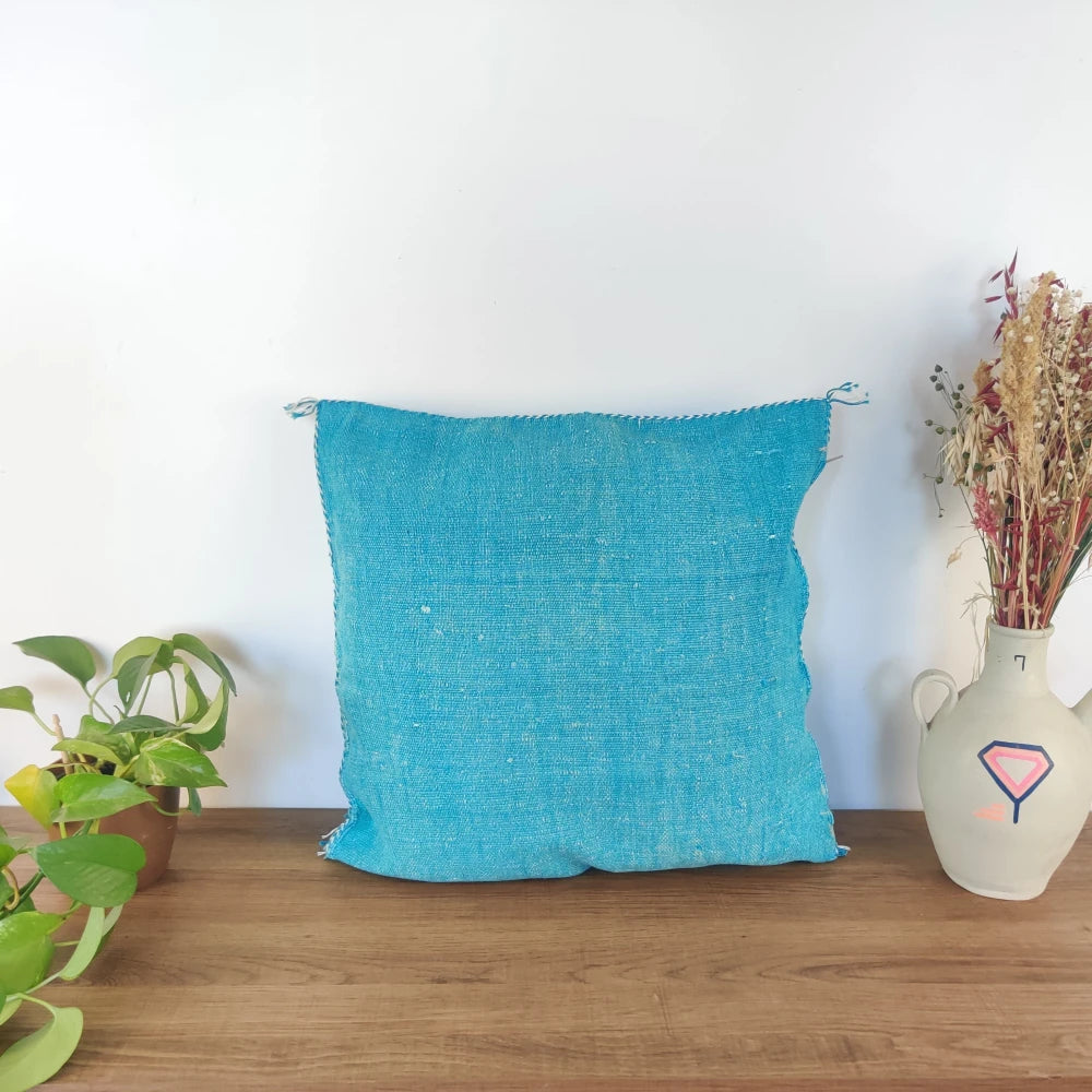 Coussin Berbère Turquoise Bleu Sabra - MAZIR Décoration