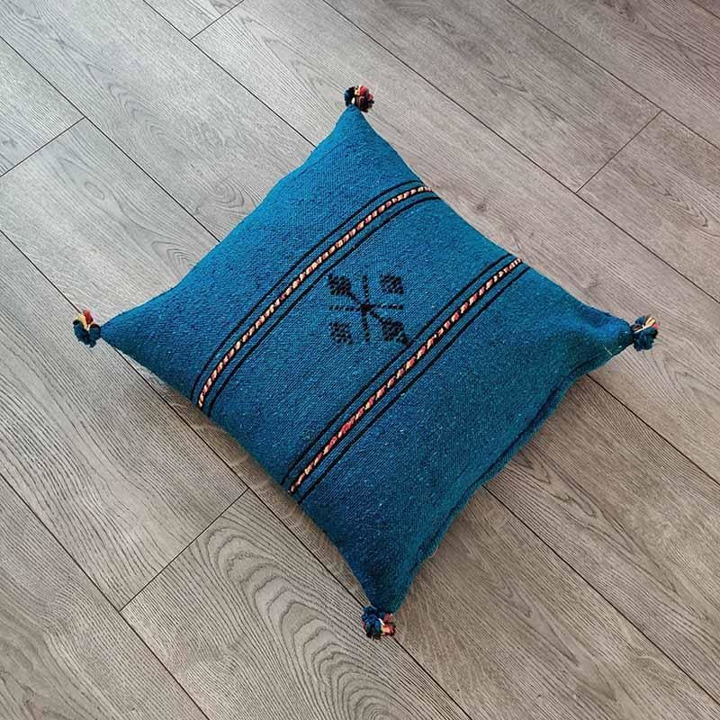 coussin marocain bleu