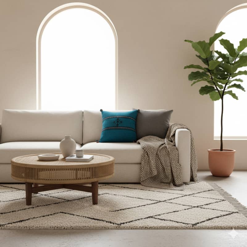 Coussin Berbère Turquoise en Coton