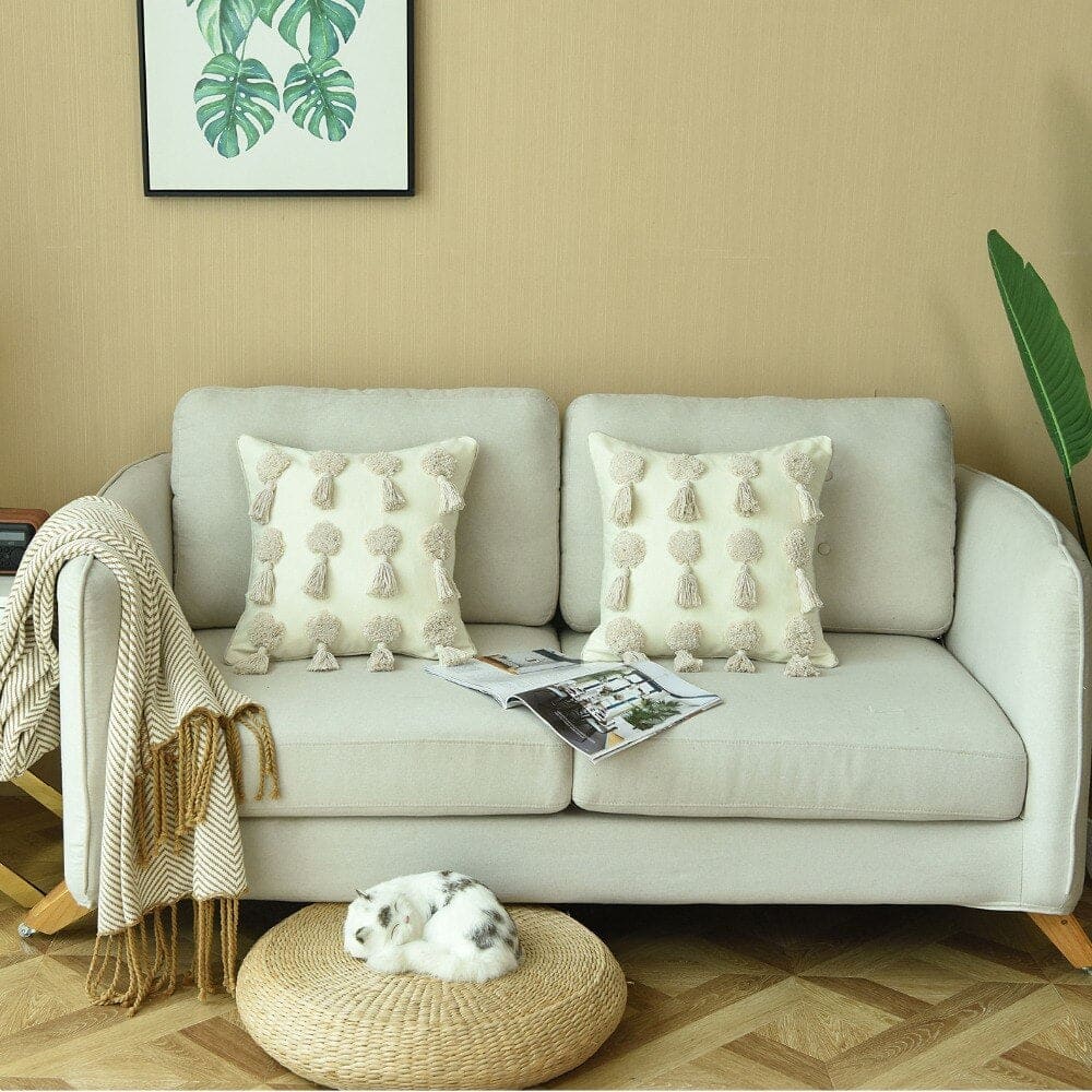 Coussin Bohème Ivoire pour canapé