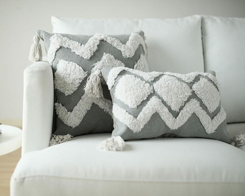 housse de coussin boheme gris