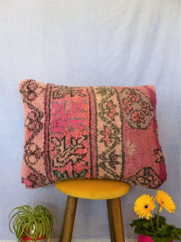 Coussin Boujaad Rose | Coussin vintage berbère | MAZIR