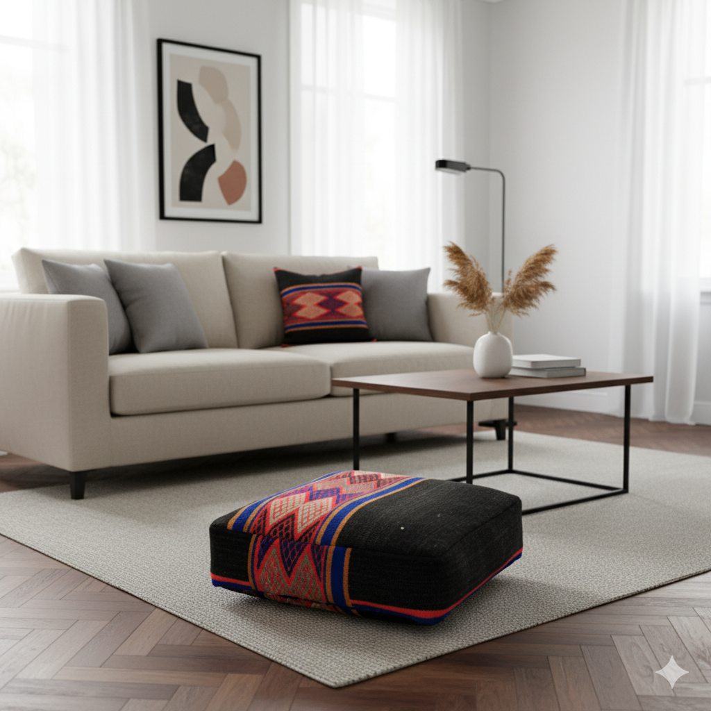 Coussin de sol marocain Noir