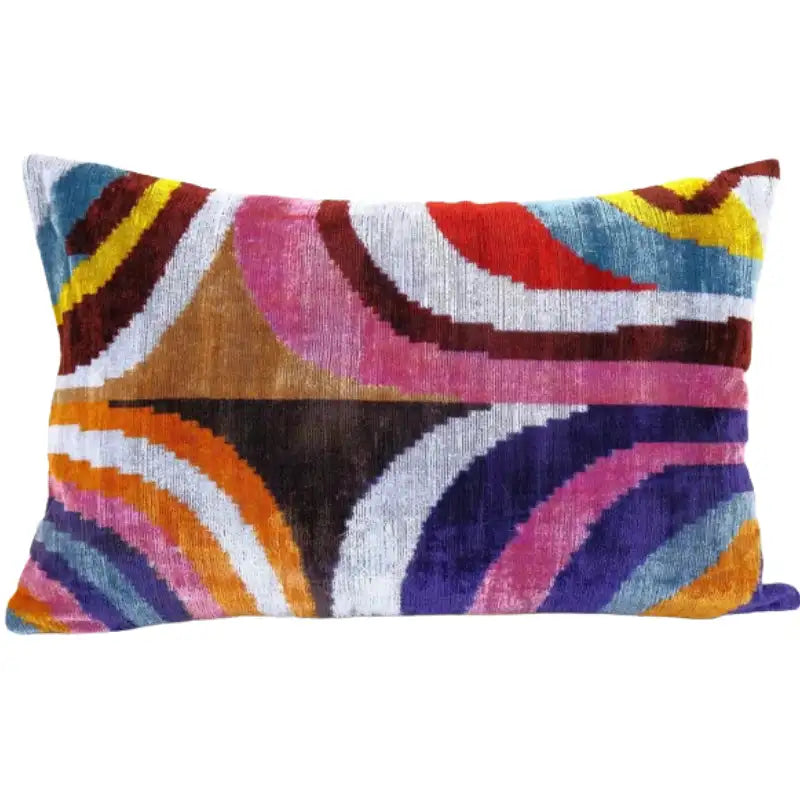 Coussin Ikat arc-en-ciel en velours