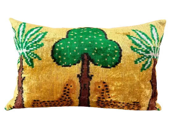 coussin ikat jaune