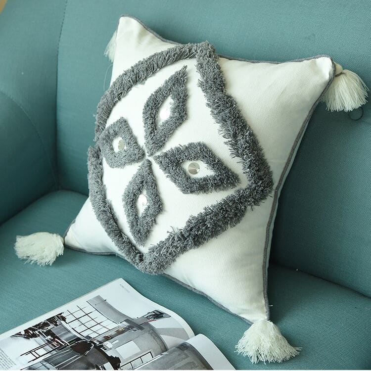 Coussin Inspiration Berbère gris Design Scandinave - MAZIR