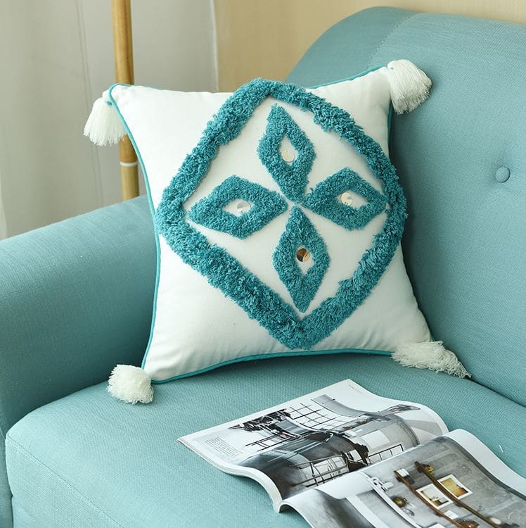 Coussin Inspiration Berbère turquois Design Scandinave - MAZIR