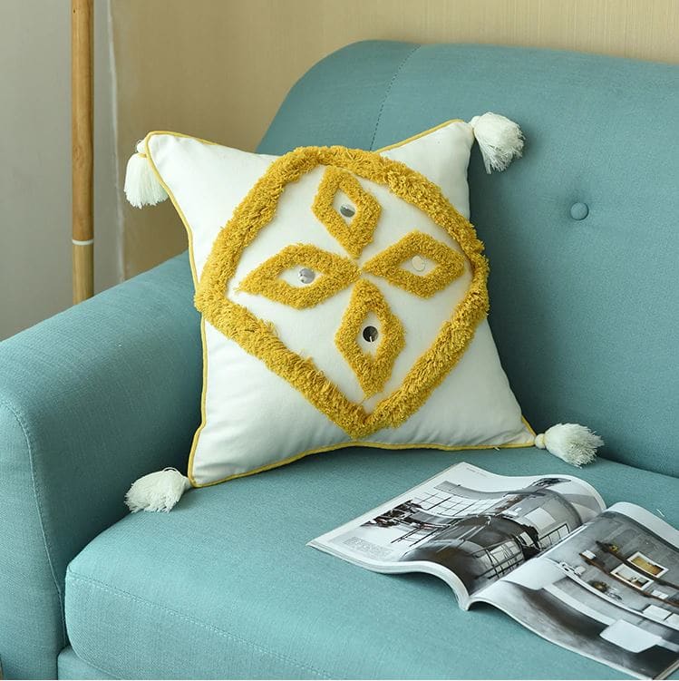 Coussin Inspiration Berbère jaune Design Scandinave - MAZIR