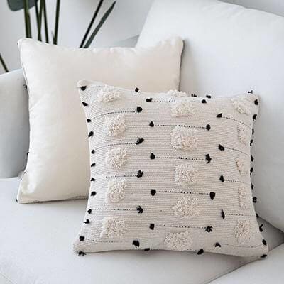 housse de Coussin Pompon Blanc - MAZIR