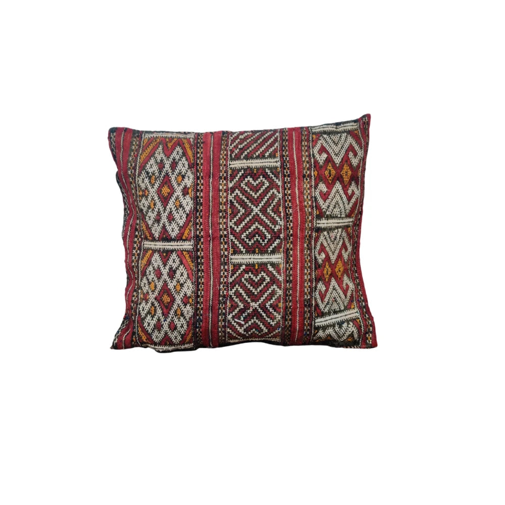 Coussin Kilim berbère Rouge et blanc Vintage - MAZIR Décoration