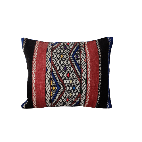 Coussin Kilim Berbère rouge Noir bleu - Coussin