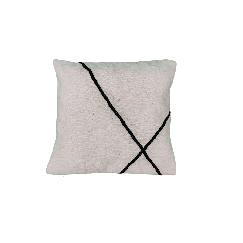 Coussin Beni Ouarain Blanc céruse et Noir fait main