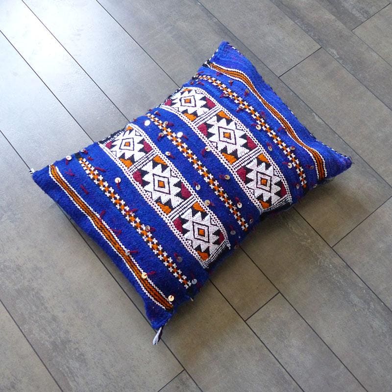 coussin marocain bleu