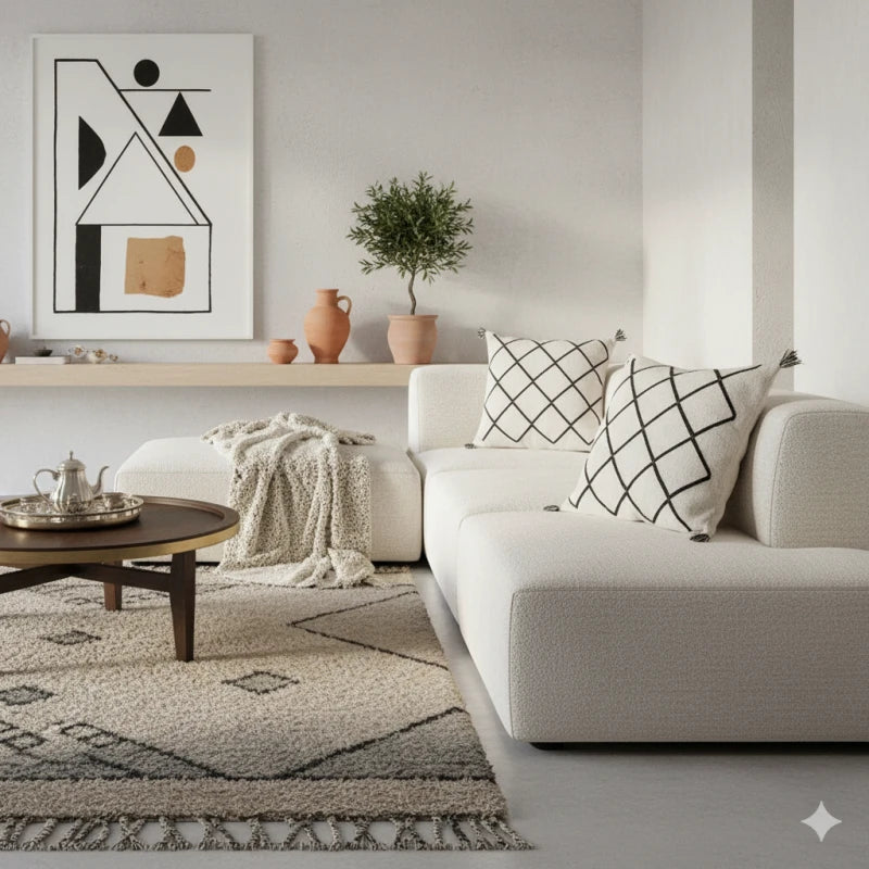 Coussin Kilim Noir et Blanc