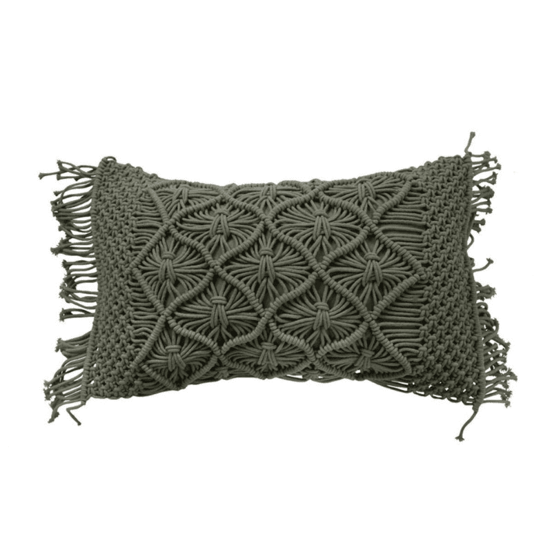 Sublime Coussin macramé coton tressé vert