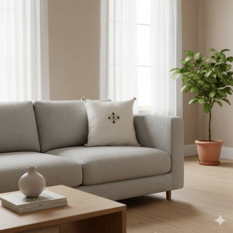Coussin Marocain Blanc en Coton