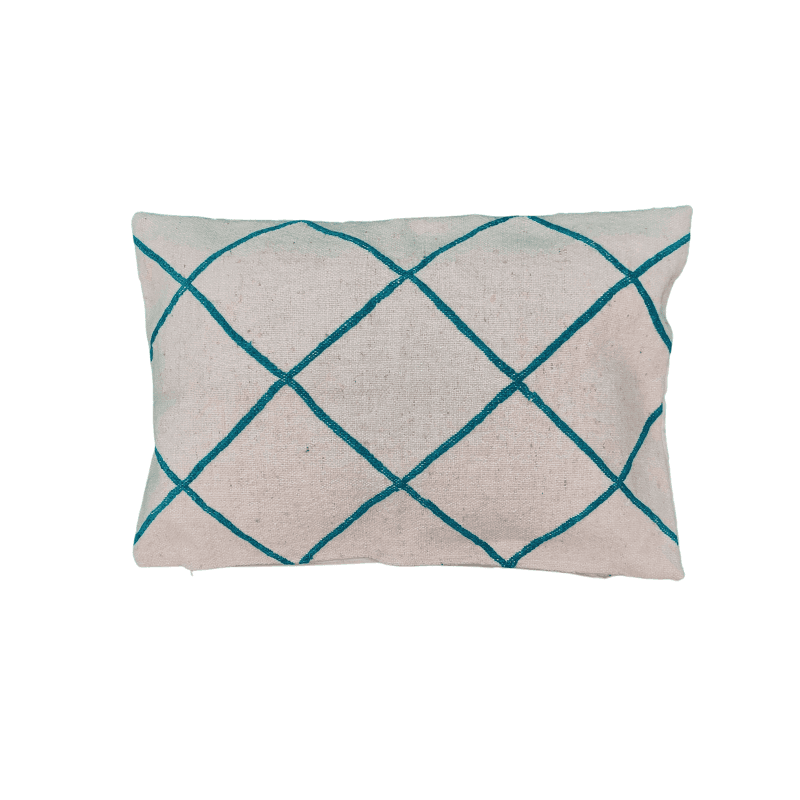 Coussin  marocain beige clair et turquoise